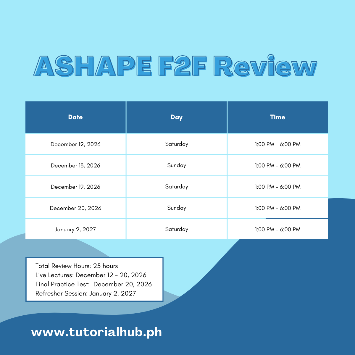 CET Schedules